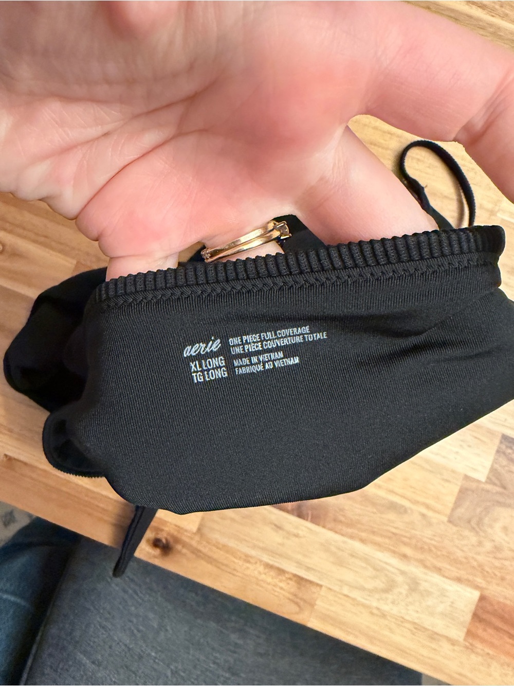 aerie Black Ribbed One-Piece Swimsuit - XL Tall - Picture 3 of 3